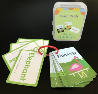 Tarjeta flash de aprendizaje para bebés, estudio de inglés impreso personalizado para niños, con caja de plástico