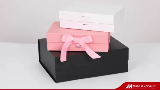 Cartón plegable Cosméticos Maquillaje Joyería Ropa Caja de embalaje de regalo de papel magnético para reloj Embalaje de regalo de fiesta de boda con cinta
